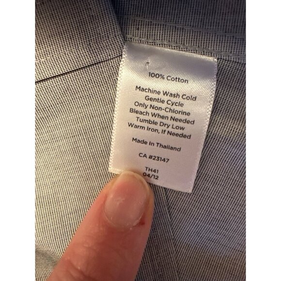 Wrinkle Resistant Talbots Button-Up Shirt Size 16 Gray 100% Cotton Long Sleeve - Picture 3 of 4